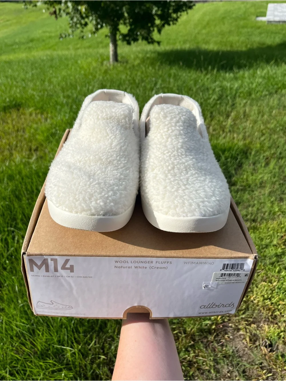 New in Box Allbirds Wool Lounger Fluffs in White Mens Size 14